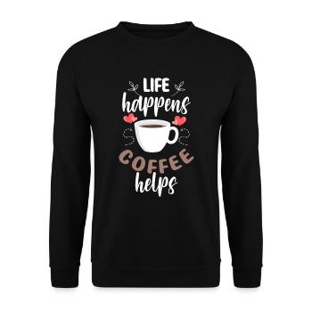 Coffee Lovers Morning Grouch early risers Drinking - Unisex Sweatshirt - black - Front - Alina (178cm) & Michal (187cm)
