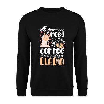 Llama cute gentle - Unisex Sweatshirt - black - Front - Alina (178cm) & Michal (187cm)