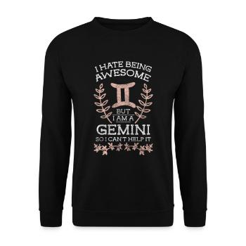 Zwillinge Horoskop Geburtstag Sterne - Unisex Pullover - Schwarz - Vorne - Alina (178cm) & Michal (187cm)