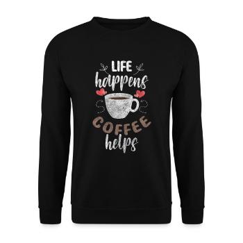 Café Espresso Cappuccino Énergie - Sweat-shirt Unisexe - noir - Devant - Alina (178cm) & Michal (187cm)