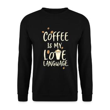 kaffee ist meine liebes sprache - Unisex Pullover - Schwarz - Vorne - Alina (178cm) & Michal (187cm)
