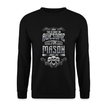 Bildhauer Arbeit Geselle Zunftwappen - Unisex Pullover - Schwarz - Vorne - Alina (178cm) & Michal (187cm)