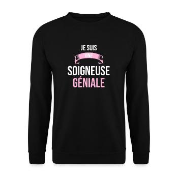 je suis une Soigneuse - Sweat-shirt Unisexe - noir - Devant - Alina (178cm) & Michal (187cm)
