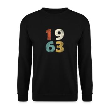 55e anniversaire look rétro - cadeau né en 1963 - Sweat-shirt Unisexe - noir - Devant - Alina (178cm) & Michal (187cm)