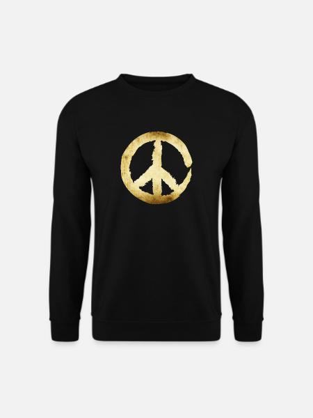 Peace Zeichen - Gold - Unisex Pullover - Schwarz