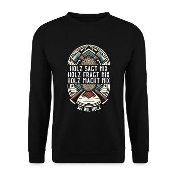 Holz Holzfäller Forstwirtschaft Geschenk - Unisex Pullover - Schwarz - Vorne - Alina (178cm) & Michal (187cm)