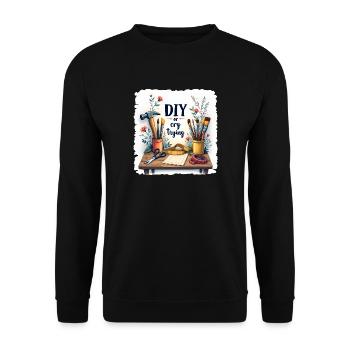 DIY or cry trying - Handwerkeln Upcycling - Unisex Pullover - Schwarz - Vorne - Alina (178cm) & Michal (187cm)