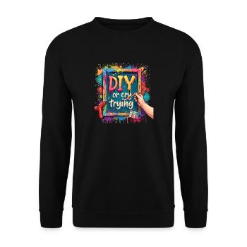 DIY or cry trying - Handwerkeln Upcycling - Unisex Pullover - Schwarz - Vorne - Alina (178cm) & Michal (187cm)
