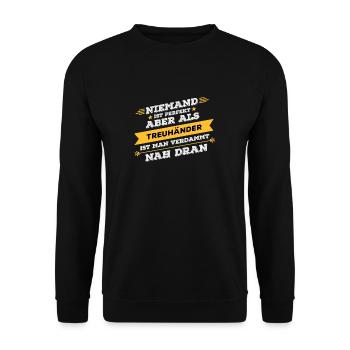 Treuhänder Beruf Geschenk - Unisex Pullover - Schwarz - Vorne - Alina (178cm) & Michal (187cm)