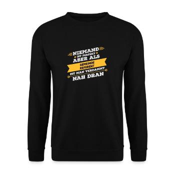 Gemeindereferent Beruf Geschenk - Unisex Pullover - Schwarz - Vorne - Alina (178cm) & Michal (187cm)