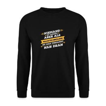 Milchtechnologe Beruf Geschenk - Unisex Pullover - Schwarz - Vorne - Alina (178cm) & Michal (187cm)