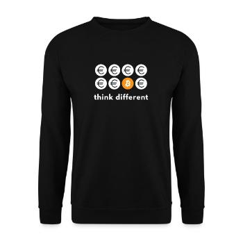 Pensez différent Bitcoin - Sweat-shirt Unisexe - noir - Devant - Alina (178cm) & Michal (187cm)