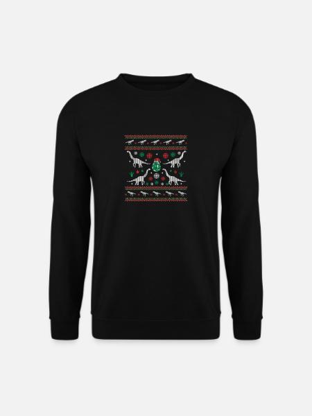 Ugly Christmas DINOS DINOSAURIER T-REX SCHNEE - Unisex Pullover - Schwarz