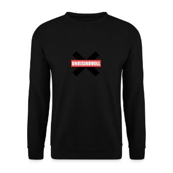 „Das war nicht ganz unrisikovoll!“ - Unisex Pullover - Schwarz - Vorne - Alina (178cm) & Michal (187cm)
