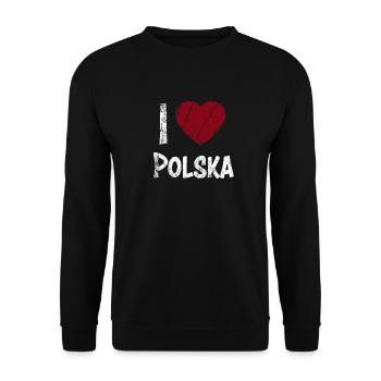 I Love Polska - Unisex Sweatshirt - black - Front - Alina (178cm) & Michal (187cm)
