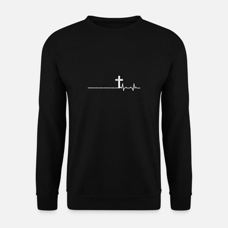 Glaube Herzschlag kirche geschenk pfarrer kreuz - Unisex Pullover - Schwarz