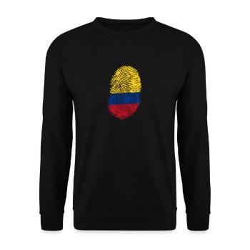 Colombia Shirt · Flag · DNA · fingerprint - Unisex Sweatshirt - black - Front - Alina (178cm) & Michal (187cm)