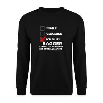 Bagger Fahren Single - Unisex Pullover - Schwarz - Vorne - Alina (178cm) & Michal (187cm)