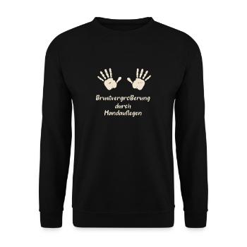 Brustvergrößerung durch Handauflegen - Unisex Pullover - Schwarz - Vorne - Alina (178cm) & Michal (187cm)
