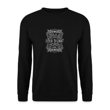 FAMILIE IST WO LEBEN BEGINNT - Unisex Pullover - Schwarz - Vorne - Alina (178cm) & Michal (187cm)