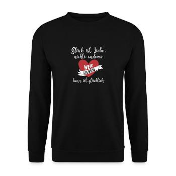 Glück ist Liebe - Unisex Pullover - Schwarz - Vorne - Alina (178cm) & Michal (187cm)