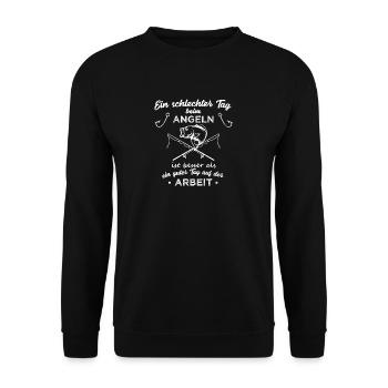 ein schlechter Tag beim ANGELN fischen geschenk - Unisex Pullover - Schwarz - Vorne - Alina (178cm) & Michal (187cm)