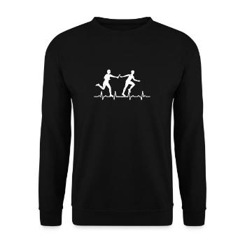 Staffellauf Herzschlag Leichtathletik geschenk run - Unisex Pullover - Schwarz - Vorne - Alina (178cm) & Michal (187cm)
