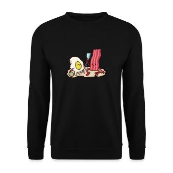 Bacon and egg are playing in the sandbox - Unisex Sweatshirt - black - Front - Alina (178cm) & Michal (187cm)