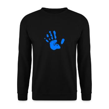 blaue Hand - Unisex Pullover - Schwarz - Vorne - Alina (178cm) & Michal (187cm)
