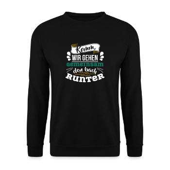 Komm wir gehen gemeinsam den bach runter - Unisex Pullover - Schwarz - Vorne - Alina (178cm) & Michal (187cm)
