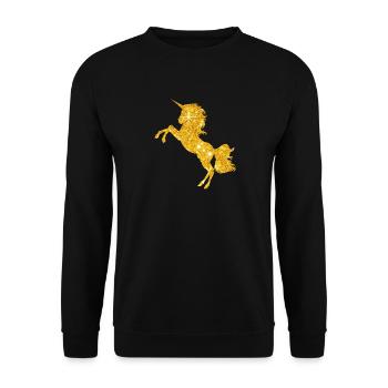 Cadeau de cavalier doré licorne fille cheval - Sweat-shirt Unisexe - noir - Devant - Alina (178cm) & Michal (187cm)
