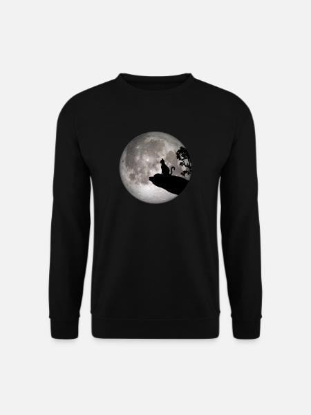 Vollmond Katze Werwolf heulen Katze pet - Unisex Pullover - Schwarz