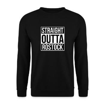 Straight Outta Rostock! | Beste Stadt - Unisex Pullover - Schwarz - Vorne - Alina (178cm) & Michal (187cm)