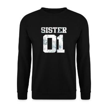 Schwester Sister bff Freunde Kombi Freundschaft - Unisex Pullover - Schwarz - Vorne - Alina (178cm) & Michal (187cm)