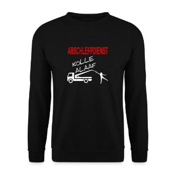 Abschleppdienst Kölle Fasching - Unisex Pullover - Schwarz - Vorne - Alina (178cm) & Michal (187cm)