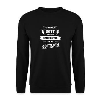 Aber als Bademeister bin ich Göttlich! - Unisex Pullover - Schwarz - Vorne - Alina (178cm) & Michal (187cm)