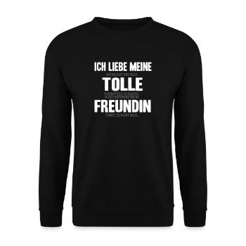 Ich liebe meine Freundin - Auto Tuning Shirt - Unisex Pullover - Schwarz - Vorne - Alina (178cm) & Michal (187cm)