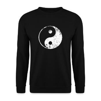 yoga yin yang white - Unisex Sweatshirt - black - Front - Alina (178cm) & Michal (187cm)