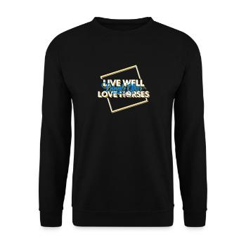 Vivre bien-piscine souvent l'amour Chevaux T-shirt - Sweat-shirt Unisexe - noir - Devant - Alina (178cm) & Michal (187cm)