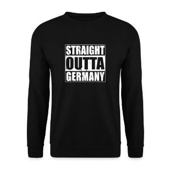 Shop Straight Outta Germany Design - Unisex Pullover - Schwarz - Vorne - Alina (178cm) & Michal (187cm)