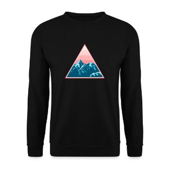 Gebirge Berge Schneebedeckt im Dreieck - Unisex Pullover - Schwarz - Vorne - Alina (178cm) & Michal (187cm)