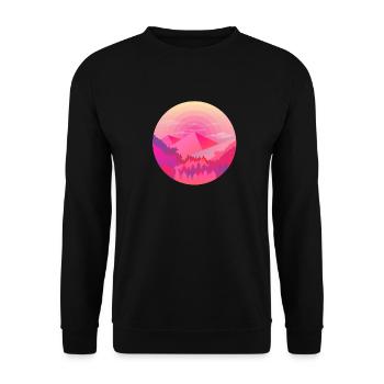 Berge Pyramide Sonne Wald - Unisex Pullover - Schwarz - Vorne - Alina (178cm) & Michal (187cm)