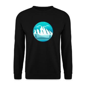 Mountains covered with snow and forest - Unisex Sweatshirt - black - Front - Alina (178cm) & Michal (187cm)