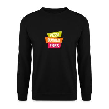 frites Pizza Burger - Sweat-shirt Unisexe - noir - Devant - Alina (178cm) & Michal (187cm)