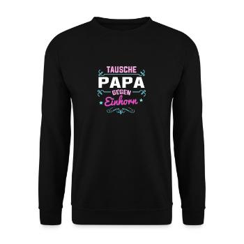 Tausche Papa gegen Einhorn - Unisex Pullover - Schwarz - Vorne - Alina (178cm) & Michal (187cm)