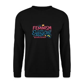 FEMINISM IS FOR EVERYONE - Unisex Sweatshirt - black - Front - Alina (178cm) & Michal (187cm)