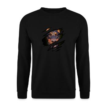 Dobermann in me - Unisex Sweatshirt - black - Front - Alina (178cm) & Michal (187cm)