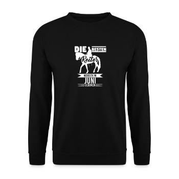 Reiter Reiten Geschenk Geburtstag Juni - Unisex Pullover - Schwarz - Vorne - Alina (178cm) & Michal (187cm)