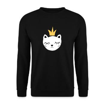 chat blanc avec couronne - Sweat-shirt Unisexe - noir - Devant - Alina (178cm) & Michal (187cm)