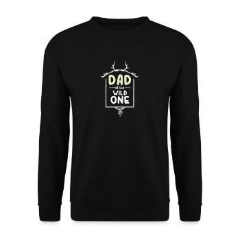 Dad of the Wild One Funny Baby Gift - Unisex Pullover - Schwarz - Vorne - Alina (178cm) & Michal (187cm)